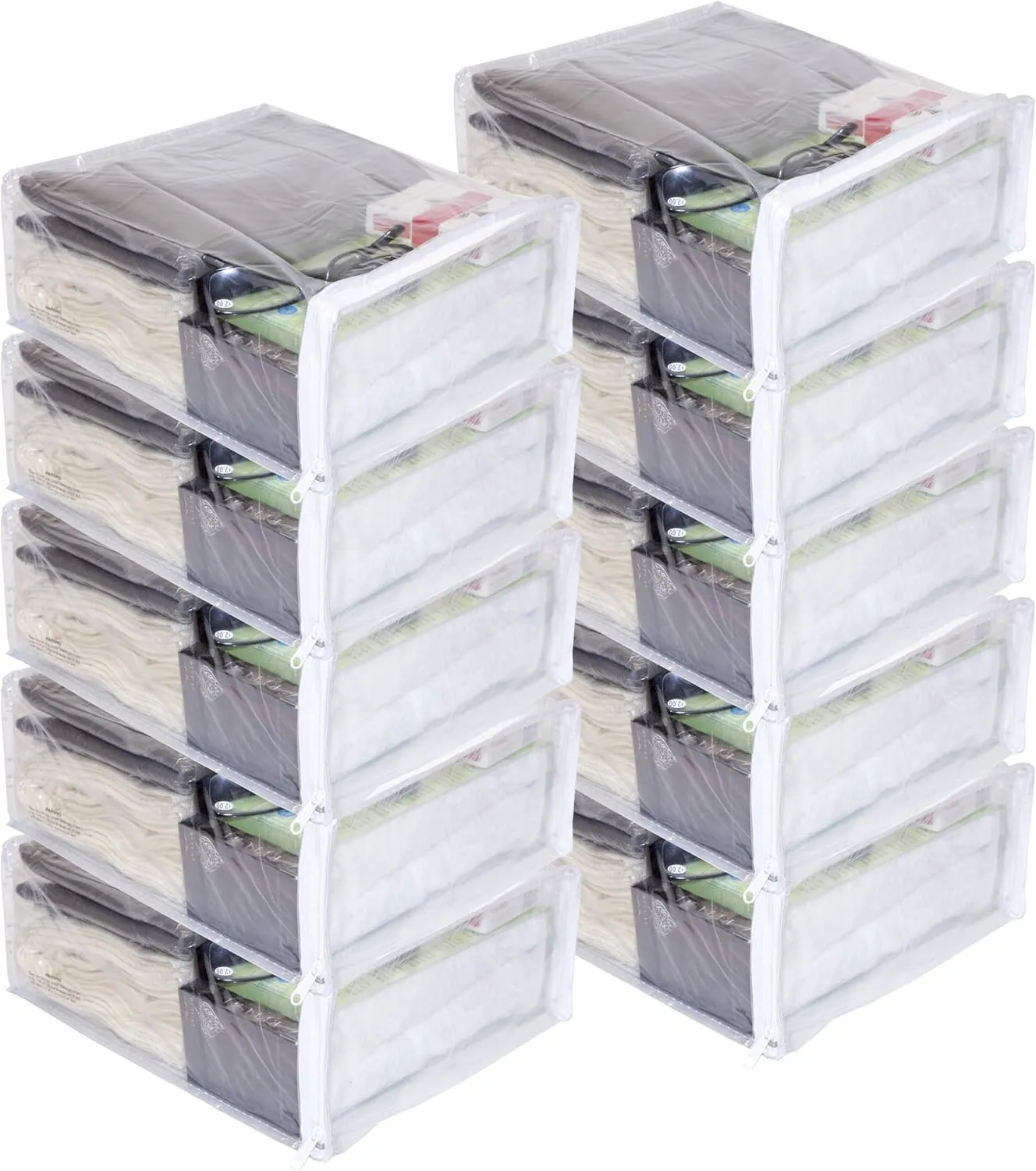 10-Pack Clear Vinyl Zippered Storage Bags 9 x 11 x 4 Inch