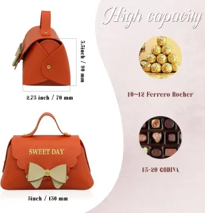 10 Pack PU Leather Bowknot Gift Boxes 5 x3.5 inches Reusable Candy Gift Favor Boxes with Bow Mini Bowknot Handbag Purse Gift Bags with Handles for Wedding Baby Shower Birthday Christmas Party Favor Bag(Gold)