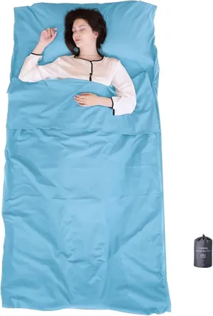 100% Cotton Sleeping Bag Liner with Full Length Zipper on 3 Sides; Single/Double Adult Sleep Sack for Travel & Camping, Multifunctional Travel Sheets (Unzipped 87”x87”) for Hotel, Lightweight