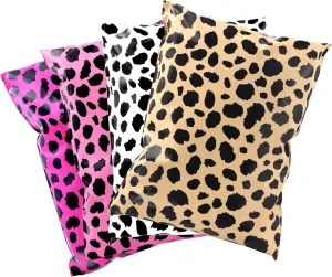 10x13 Inch TONESPAC 100 Pack 3.15Mil Poly Mailers Cheetah Shipping Bags, Self-Sealing Shipping Envelopes for Small Business, Waterproof Poly Mailing Bag (4 Colors Leopard Mix)