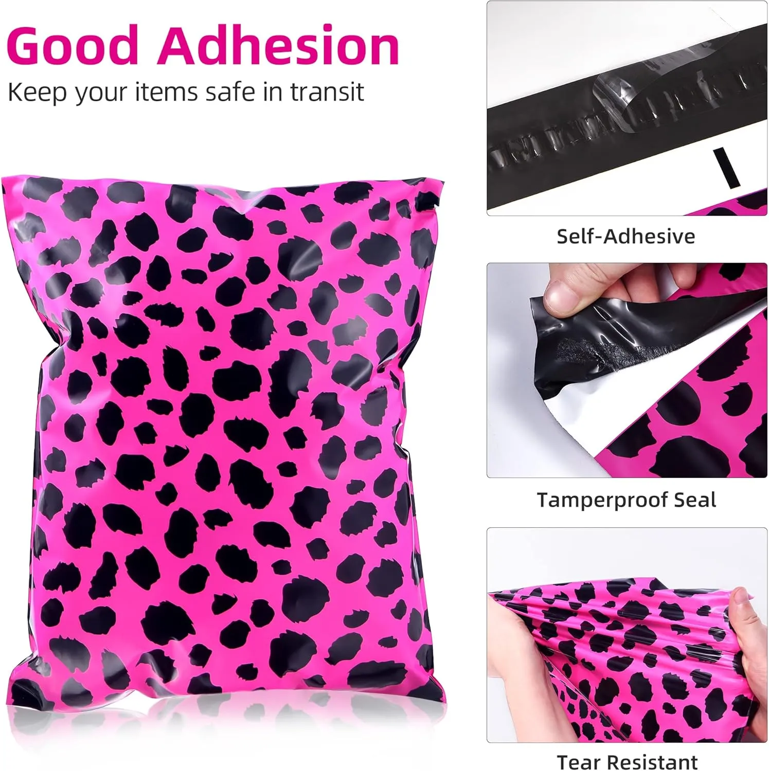 10x13 Inch TONESPAC 100 Pack 3.15Mil Poly Mailers Cheetah Shipping Bags, Self-Sealing Shipping Envelopes for Small Business, Waterproof Poly Mailing Bag (4 Colors Leopard Mix)