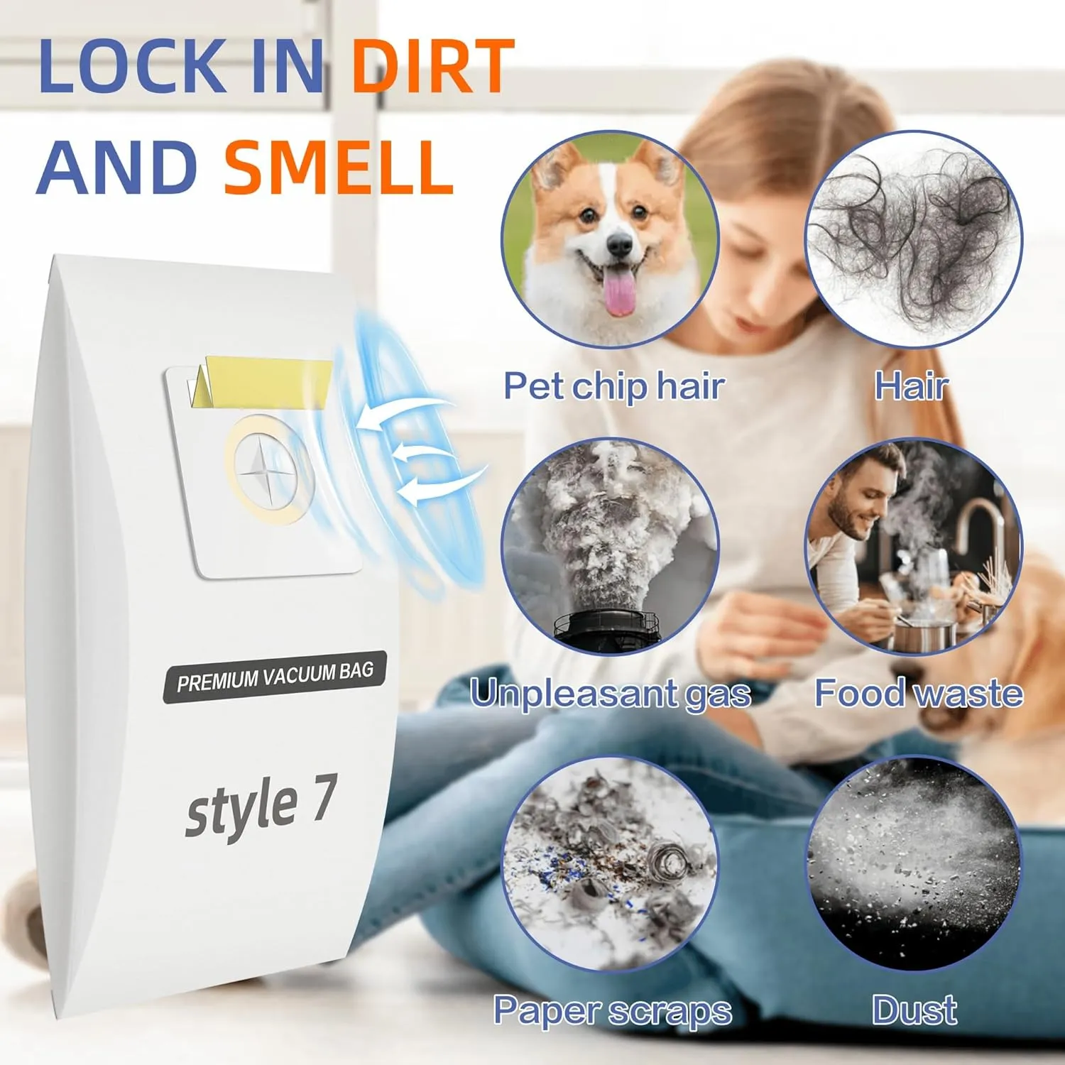 12 Pack Style 7 Vacuum bags Compatible with bissell 7 vacuum bags PowerForce 32120 1739 3522 3525 71Y7 PowerGlide 3545 Plus 3350 3550 3553 Lift-Off 3554 Powertrak 6592 Powerlifter Pet 2019 Series