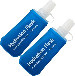 150ml Soft Flask Collapsible Soft Water Bottle for Running, Hiking, Travelling, Cycling and Climbing - 2Pcs Blue
