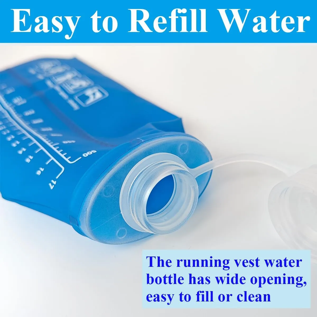 150ml Soft Flask Collapsible Soft Water Bottle for Running, Hiking, Travelling, Cycling and Climbing - 2Pcs Blue