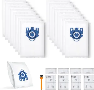 16 Pack 3D Dust Bags, Compatible with Miele GN Vacuum Bags, Replacement for Miele Classic C1 Complete C1, C2, C3, S400i S600 S2 S5 S8 Series, with 4 MP Filters, 4 AC Filters, ‎Blue