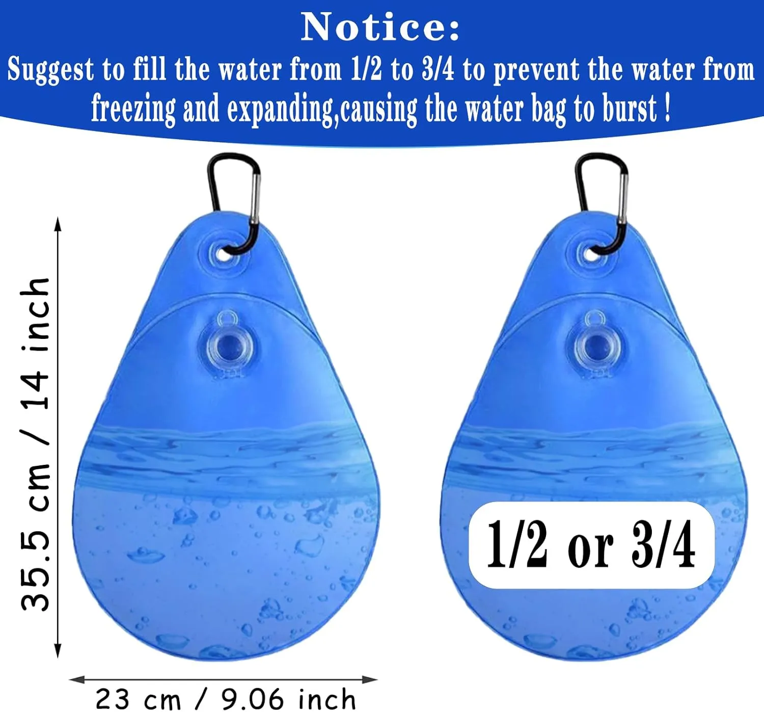 16 Pack Pool Cover Weights with Hooks, PVC Tarp Hanging Bags for Above Ground Pool Cover, for Above Ground Swimming Pool Cover Hanging Bag Leakproof Winter Pool Cover Water Weights, Blue