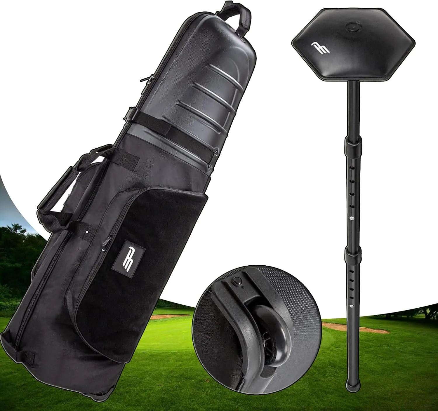 1680D Oxford Fabric Soft-Sided,ABS Hard Case Top Golf Club Travel Bags for Airlines, with Adjustable Support Rod Protect Golf Clubs