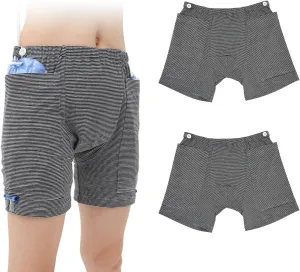 2 PCS Nephrostomy Bags Shorts for Men, Hold Up to 2 * 2000ML, Incontinence Care Trousers for Foley, Ostomy Patients (Men, X-Large-Waist:30.3''~37'')