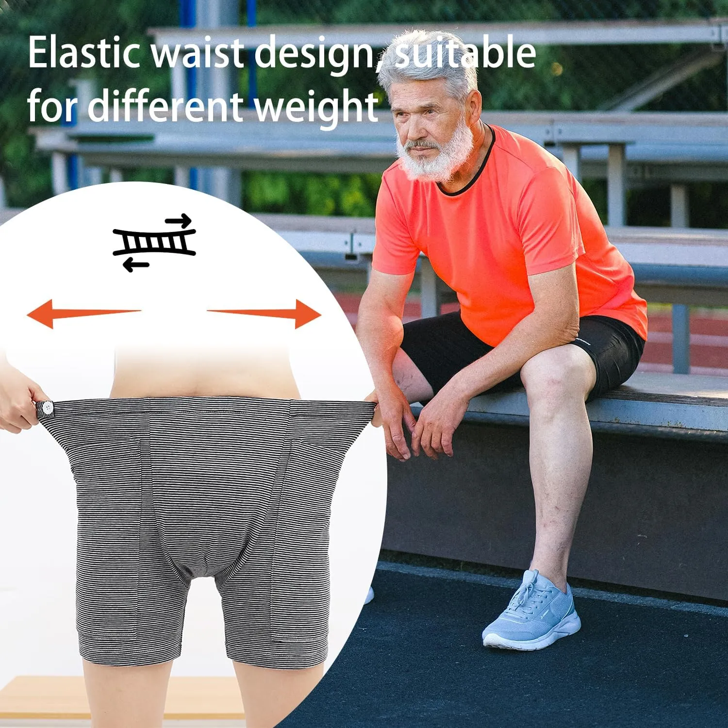 2 PCS Nephrostomy Bags Shorts for Men, Hold Up to 2 * 2000ML, Incontinence Care Trousers for Foley, Ostomy Patients (Men, X-Large-Waist:30.3''~37'')
