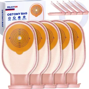 20 PCS Colostomy Bags, Ostomy Supplies,One Piece Drainable Ostomy Pouch, Have 10 Sealing Clips for Ileostomy Stoma Care,Capable of Exhaust, 15-65mm Cut to Fit Comes with 20 Fixed Leak Proof Stickers