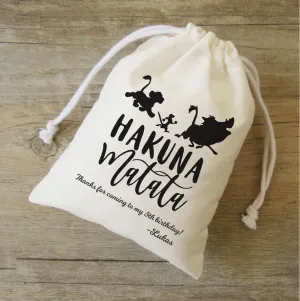 20 sets of Hakuna Matata favor bag,Hakuna Matata Gift bag,The Lion King Disney bags,kids party bags,Muslin Favor bags,Birthday Gift Bags,