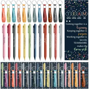 24 Set Team Employee Appreciation Gifts Bulk Silicone Keychains with Pens Bookmarks for Staff Coworker Team Members(Bright Colors)