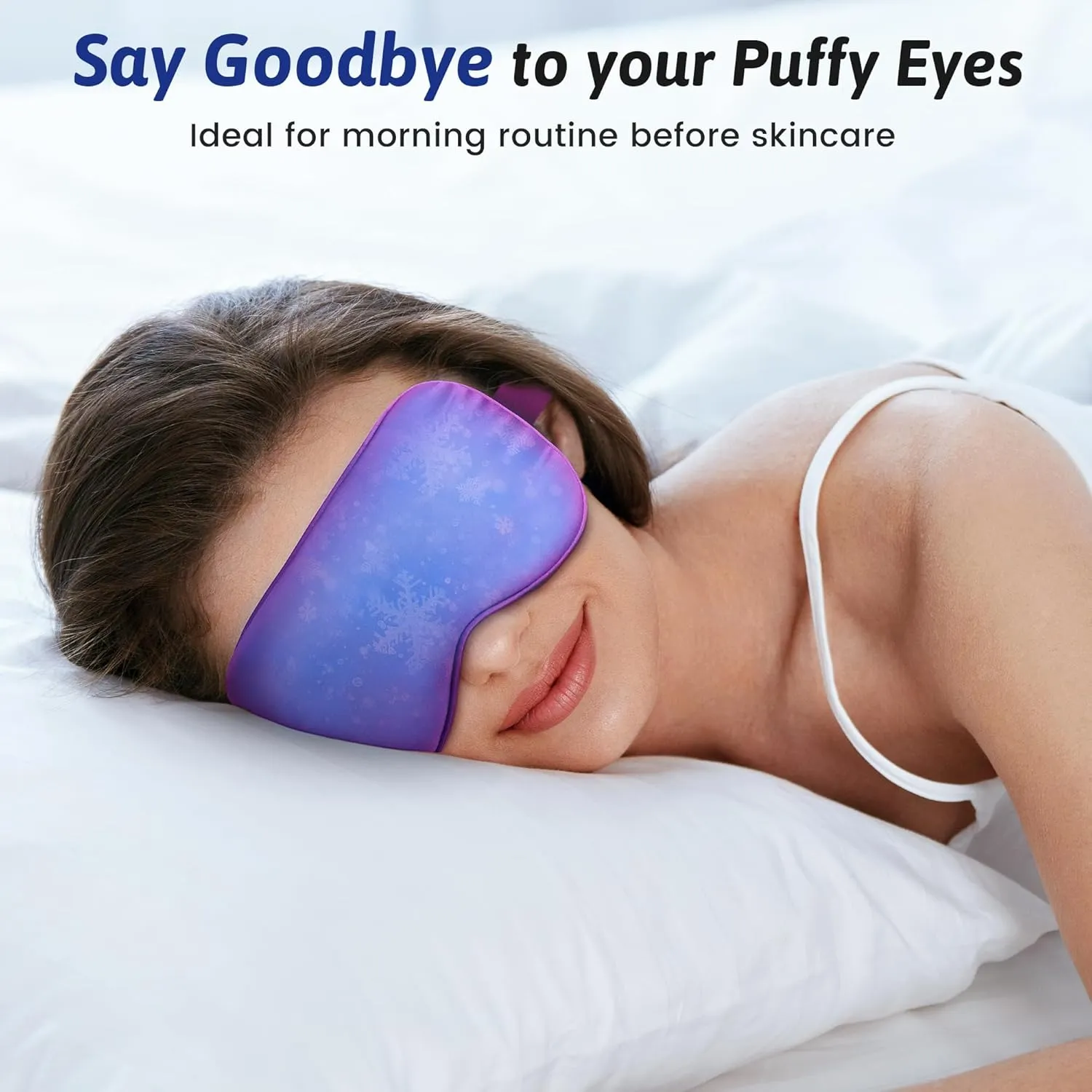 2PCS Cold Eye Mask - Cooling Eye Mask for Puffy Eyes, Cold Compress for Dark Circles, Tired Eyes, Headache, Migraines Relief - Reusable Gel Ice Pack, Weighted Sleep Mask(Black,Purple)