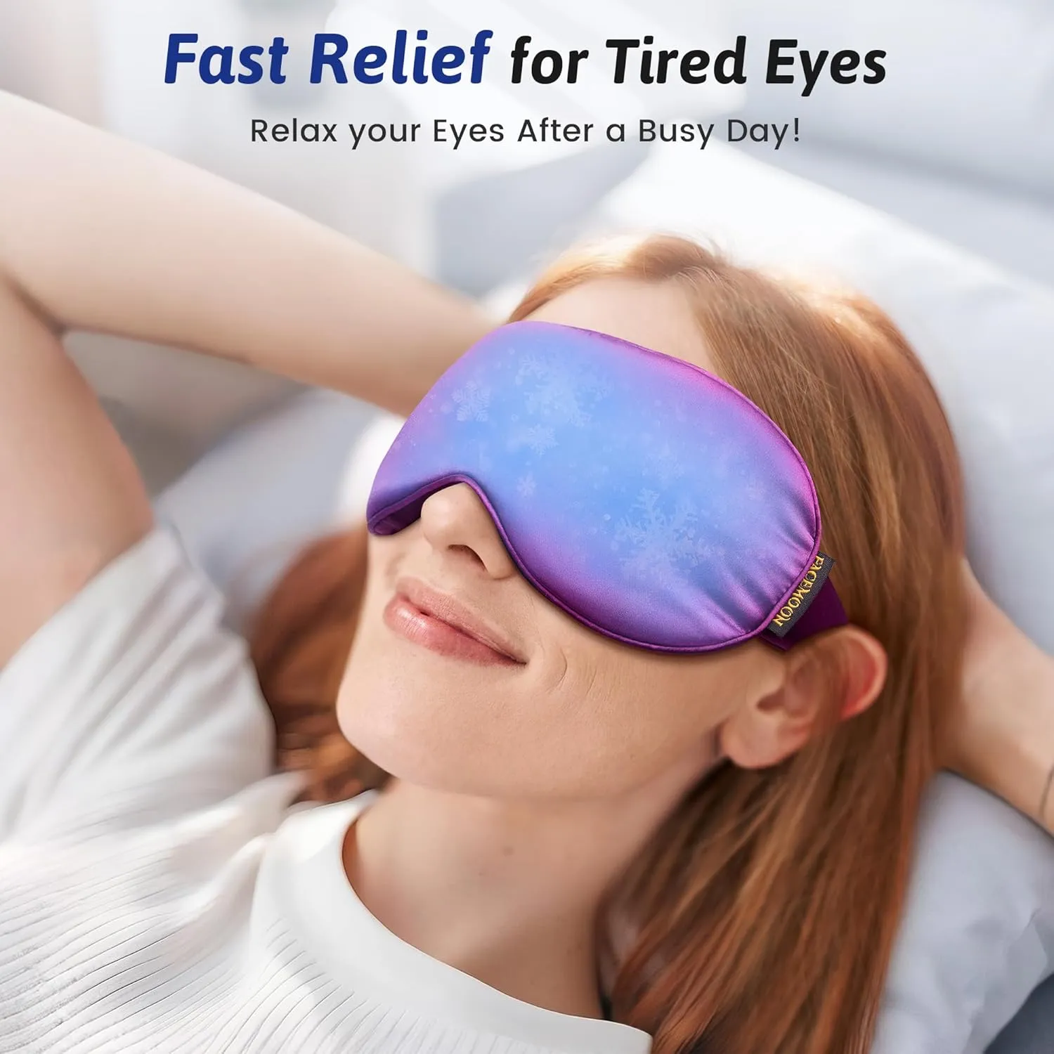 2PCS Cold Eye Mask - Cooling Eye Mask for Puffy Eyes, Cold Compress for Dark Circles, Tired Eyes, Headache, Migraines Relief - Reusable Gel Ice Pack, Weighted Sleep Mask(Black,Purple)