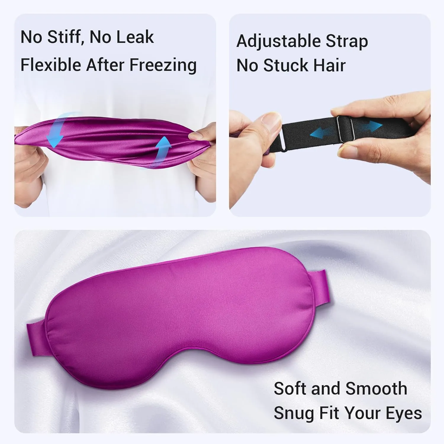 2PCS Cold Eye Mask - Cooling Eye Mask for Puffy Eyes, Cold Compress for Dark Circles, Tired Eyes, Headache, Migraines Relief - Reusable Gel Ice Pack, Weighted Sleep Mask(Black,Purple)