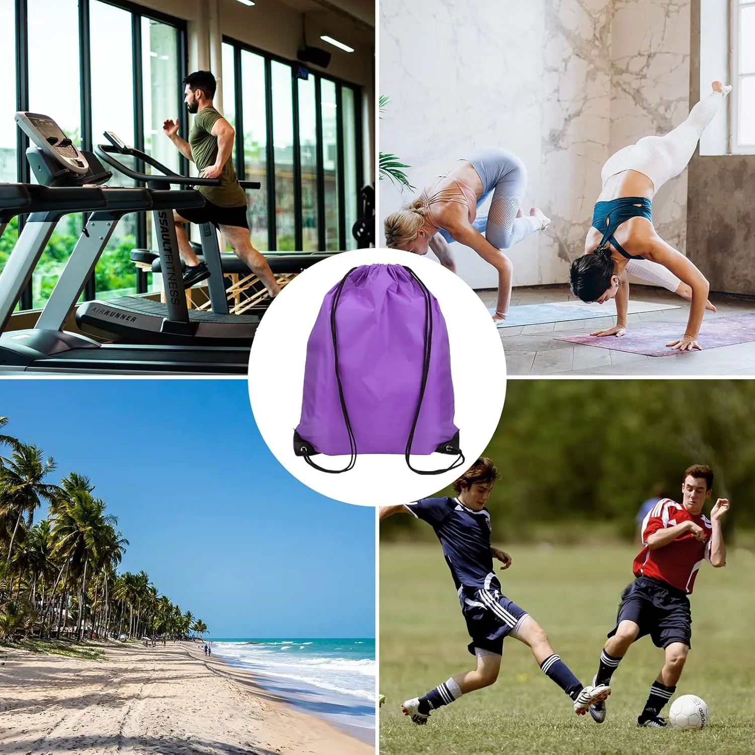 30 Pack Purple Bulk Cinch Bags, 13x17 Inch Polyester Non-nylon Sport Drawstring Bags, Non-reflective for DIY, Party Favors, Outdoor Backpack for Sport Gym Fitting