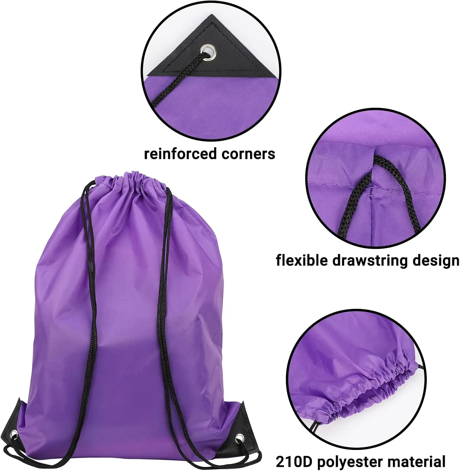 30 Pack Purple Bulk Cinch Bags, 13x17 Inch Polyester Non-nylon Sport Drawstring Bags, Non-reflective for DIY, Party Favors, Outdoor Backpack for Sport Gym Fitting