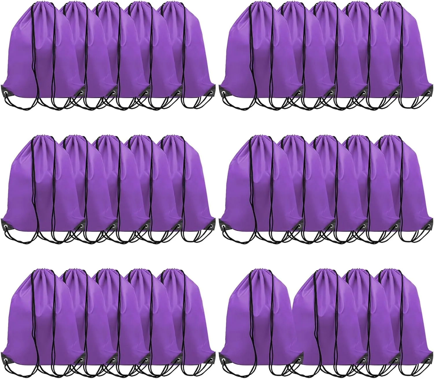30 Pack Purple Bulk Cinch Bags, 13x17 Inch Polyester Non-nylon Sport Drawstring Bags, Non-reflective for DIY, Party Favors, Outdoor Backpack for Sport Gym Fitting