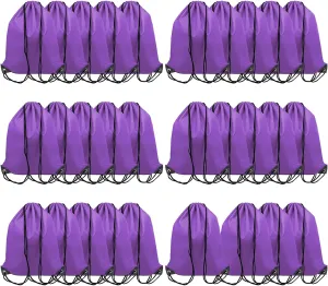 30 Pack Purple Bulk Cinch Bags, 13x17 Inch Polyester Non-nylon Sport Drawstring Bags, Non-reflective for DIY, Party Favors, Outdoor Backpack for Sport Gym Fitting