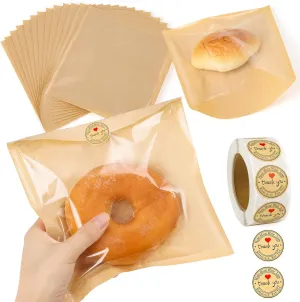 330 Pack Bakery Bags with Window, 7.5 x 7.1 Inches Bagel Bags, Sublaga Paper Sandwich Bags, Parchment Paper Bags Donut Bags To Go, Bakery Bags for Cookies, Snack, Waffle Cake Packaging