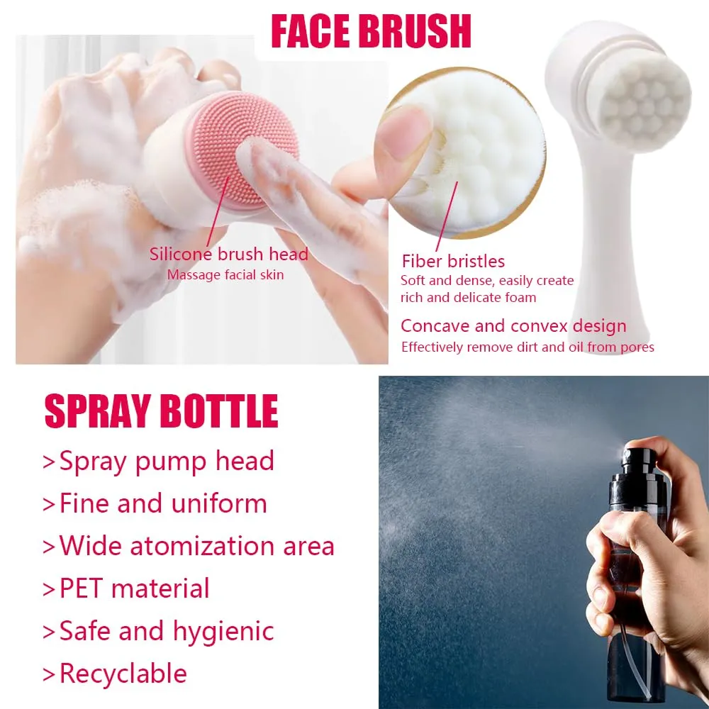 33PCS Makeup Foundation Brushes Tool Set with Sponges, Eyelash Curlers, Powder Puffs, Silicone Washing Bowls, Eye Aids, Nano Spray Bottles, Exfoliating Face Brushes, Eyebrow Trimming, Storage Bag
