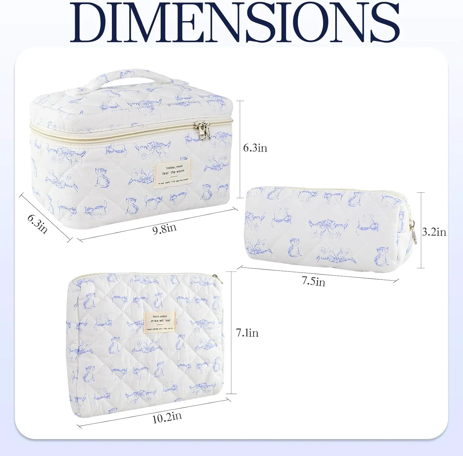 3Pcs Travel Makeup Bag Organizer, Toiletry Bag for Women, Cosmetic Bags for Women Travel Set, Cute Makeup Bags, Quilted Cosmetic Bag, Women's Quilted Toiletry Bag Storage