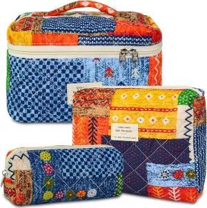 3Pcs Travel Makeup Bag, Travel Toiletry Bag for Women, Cosmetic Bags for Women Travel Set, Cute Makeup Bags, Quilted Cosmetic Bag, Women's Quilted Toiletry Bag Storage