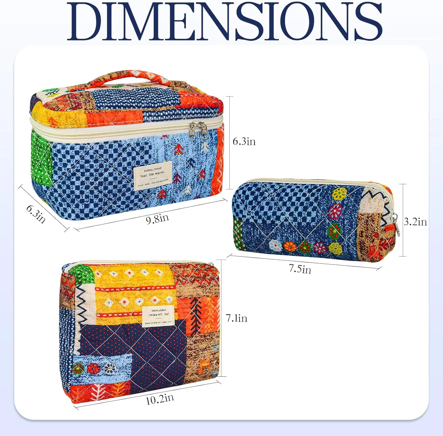 3Pcs Travel Makeup Bag, Travel Toiletry Bag for Women, Cosmetic Bags for Women Travel Set, Cute Makeup Bags, Quilted Cosmetic Bag, Women's Quilted Toiletry Bag Storage