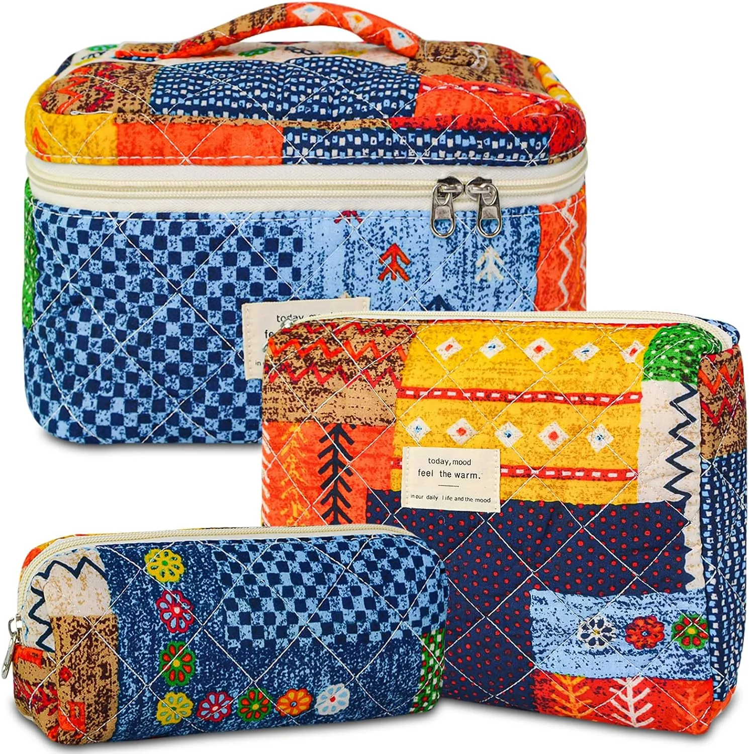 3Pcs Travel Makeup Bag, Travel Toiletry Bag for Women, Cosmetic Bags for Women Travel Set, Cute Makeup Bags, Quilted Cosmetic Bag, Women's Quilted Toiletry Bag Storage