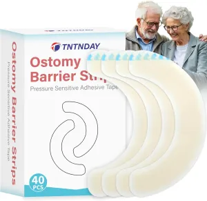40 PCS Ostomy Barrier Strips, Medical Grade Hydrocolloid, Ostomy Supplies, Elastic Barrier Adhesive Tape for Colostomy Bags, Urostomy Bag, Ileostomy Bag