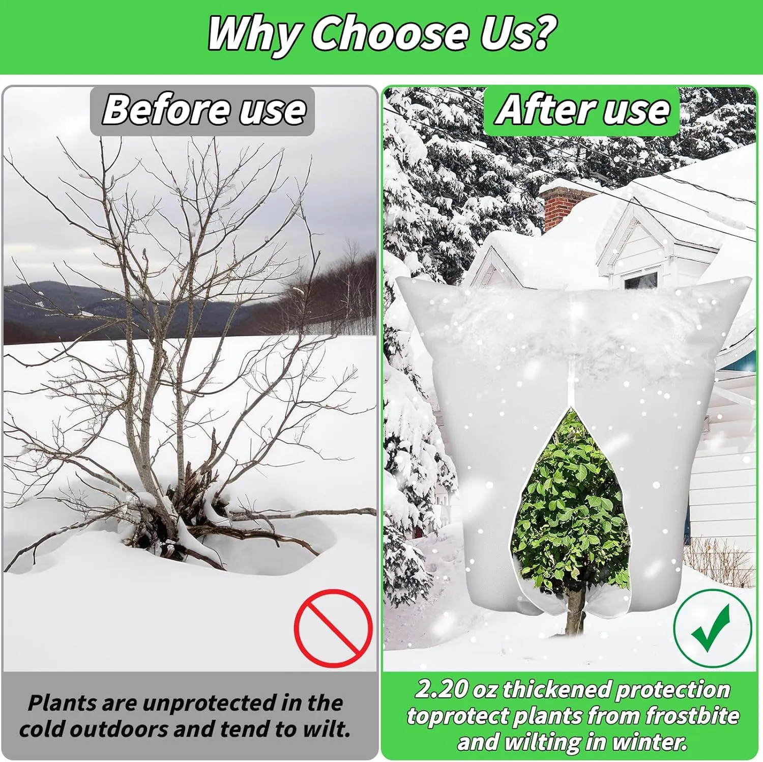 4PCS Large Plant Covers Freeze Protection 2.2oz Reusable Winter Frost Cloth Plant Protection Jacket Cover Bags Frost Blankets, for Shrub Trees Outdoor Plants Fruit Tree Potted, 75" W x 90" H