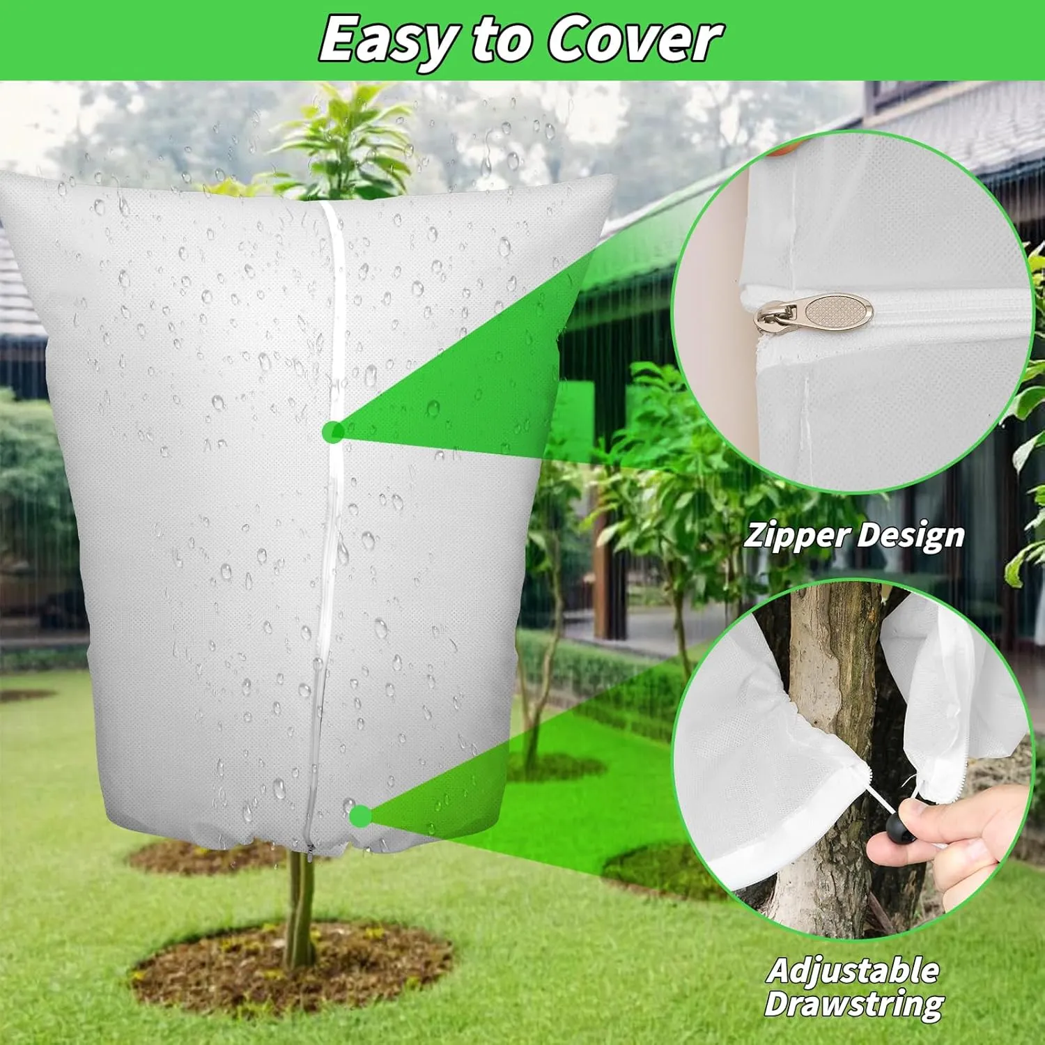 4PCS Large Plant Covers Freeze Protection 2.2oz Reusable Winter Frost Cloth Plant Protection Jacket Cover Bags Frost Blankets, for Shrub Trees Outdoor Plants Fruit Tree Potted, 75" W x 90" H