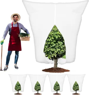 4PCS Large Plant Covers Freeze Protection 2.2oz Reusable Winter Frost Cloth Plant Protection Jacket Cover Bags Frost Blankets, for Shrub Trees Outdoor Plants Fruit Tree Potted, 75" W x 90" H