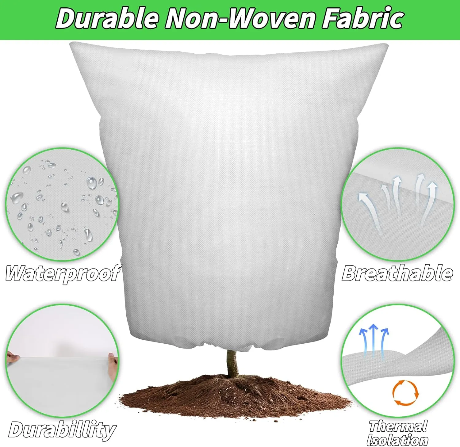 4PCS Large Plant Covers Freeze Protection 2.2oz Reusable Winter Frost Cloth Plant Protection Jacket Cover Bags Frost Blankets, for Shrub Trees Outdoor Plants Fruit Tree Potted, 75" W x 90" H