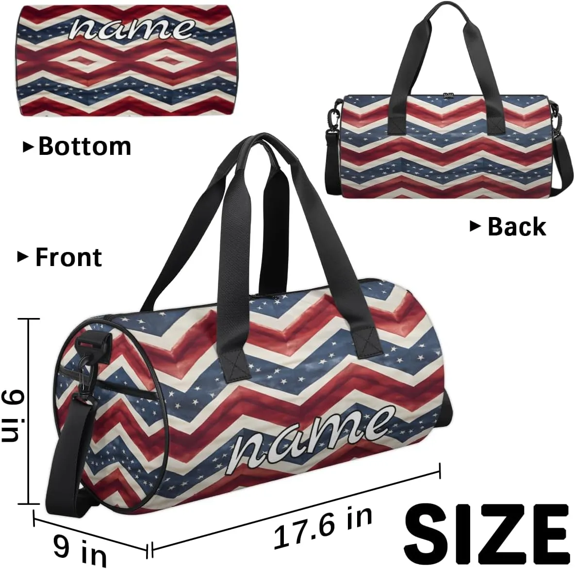 4th of July Memorial Day Custom Duffel Bags Weekender Bags Custom Sport Duffel Bag Carry on Overnight Weekender Bag