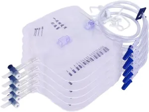 5 -Pack Urinary Drainage Bag Urine Collection Bag with Anti-Reflux Chamber Urinal Bag Pee Bag Portable Urinal Toilet Waistband Urine Replacement Collector 2000ml