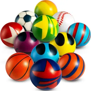 50 Mini Stress Balls for Kids and Adults - Bulk 2 Inch Assorted Soft Stress Relief Balls, Sensory Fidget Toys, Party Favors, Birthday Gifts, Goodie Bags and Stocking Stuffers for Kids