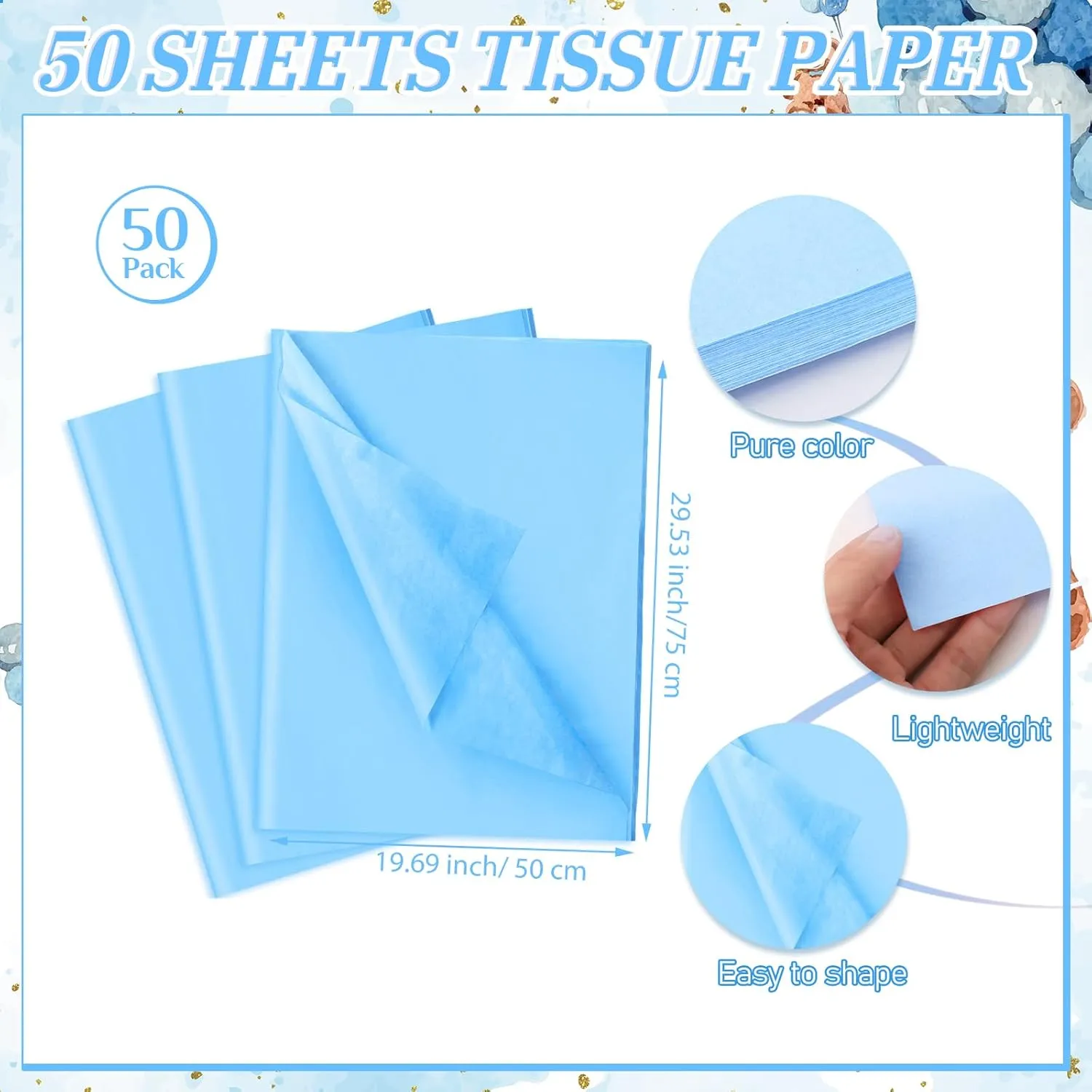 50 Sets Gift Bag for Baby Shower Bear Balloon Goodie Bags with Handles and Tissue Paper Baby Shower Party Favor Handbag for Guests Gender Reveal Return Gift(Blue)