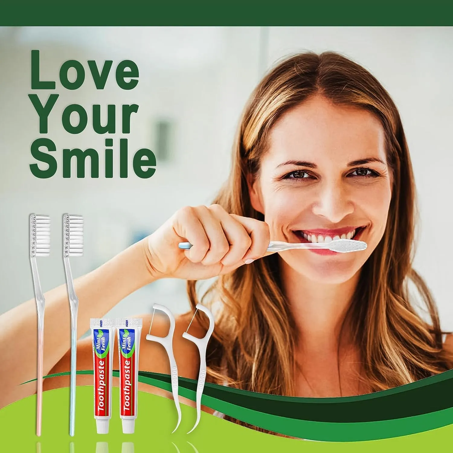 50pcs Disposable Toothbrushes with Toothpaste Floss Individually Wrapped, 2 Color Disposable Toothbrush, 10g Toothpaste, Dental Floss Pick, Bulk Toothbrush Kit for Homeless,Airbnb,Hotel