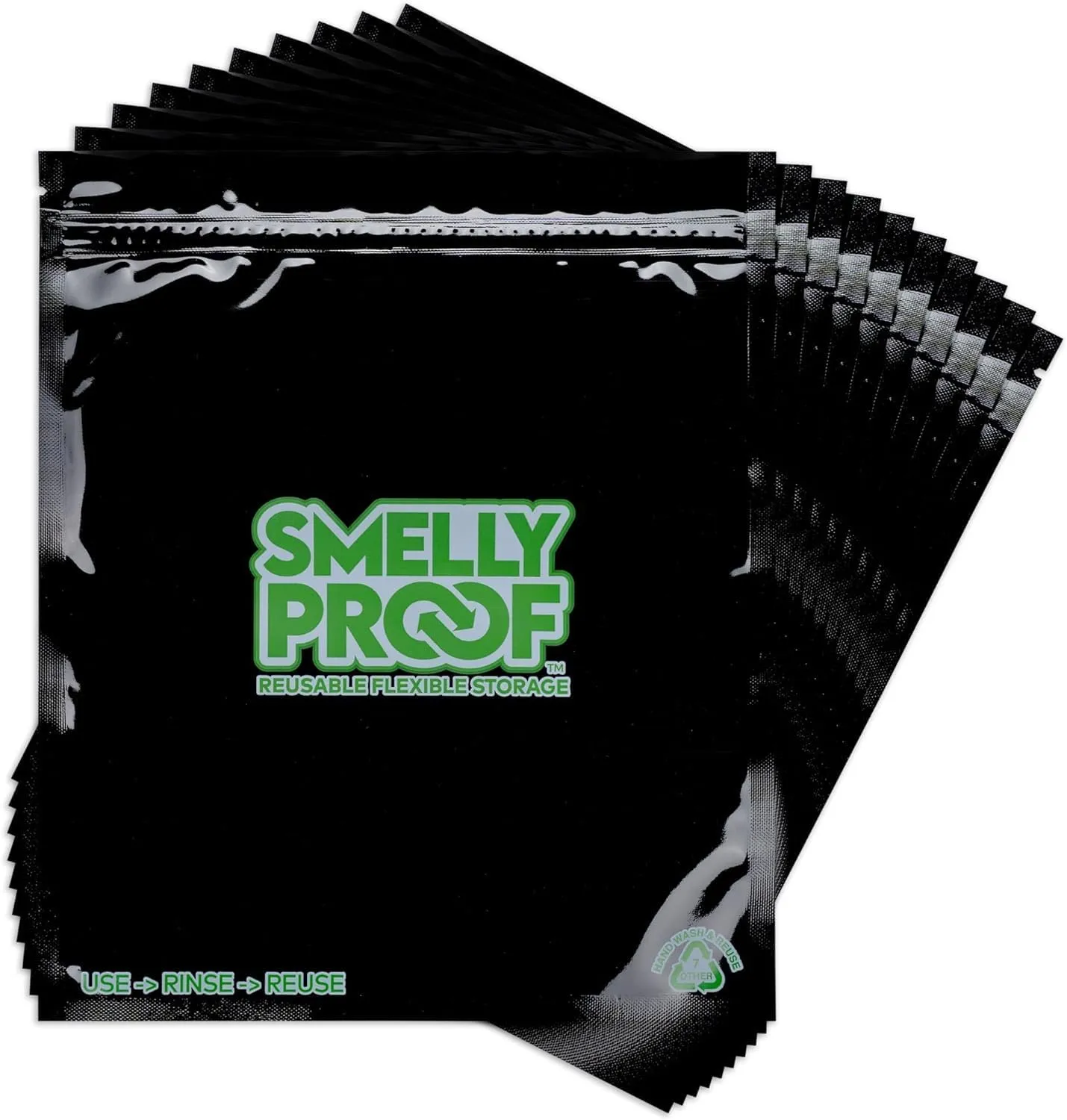 50pk 4-MIL Thick HEAVY DUTY Smelly Proof Reusable Bags Black, Washable Ziplock Bags, US-Made BPA Free, No PEVA, Non-Silicone, Reusable Food Storage Bags, 50 x Reusable Freezer Bags, Quart 8.5" x 10"