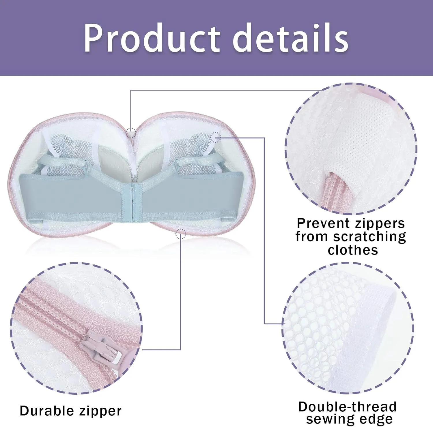 6 Pieces Bra Washing Bag for Laundry Mesh Wash Lingerie Underwear Brassiere Washing Bags with Zipper for Women Laundry Storage(Gray)