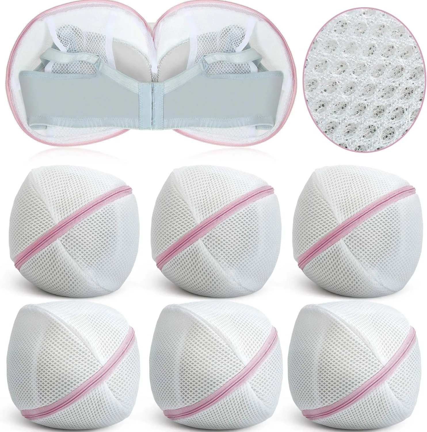 6 Pieces Bra Washing Bag for Laundry Mesh Wash Lingerie Underwear Brassiere Washing Bags with Zipper for Women Laundry Storage(Gray)