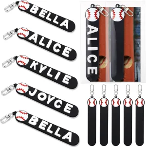 6 Sets Personalized Baseball Keychain Party Favors Custom Luggage Tags Graduation Gifts Water Bottle Name Sport Label with DIY Foam Letter Sticker Baseball Card Sport Team Birthday Reward
