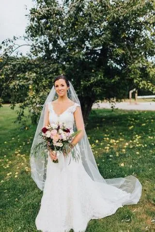 90 Inches Ivory Wedding Veil Chapel Length Cut Edge Wedding Bridal Veil