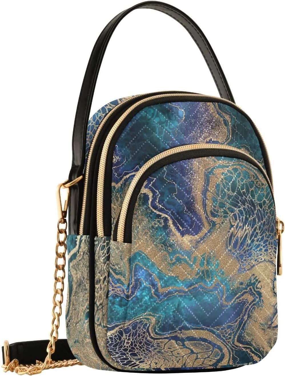 Abstract Painting Gold Waves Womans Purse, Cross over Bag for Woman Womens Small Purse