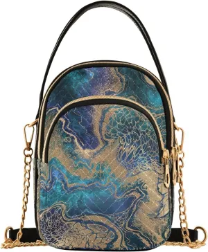 Abstract Painting Gold Waves Womans Purse, Cross over Bag for Woman Womens Small Purse