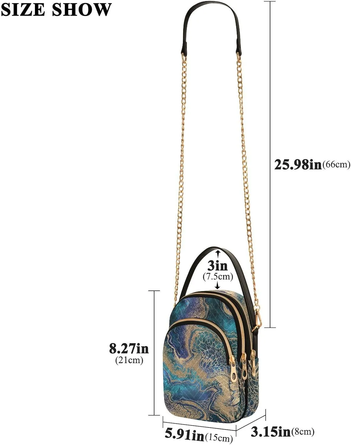 Abstract Painting Gold Waves Womans Purse, Cross over Bag for Woman Womens Small Purse
