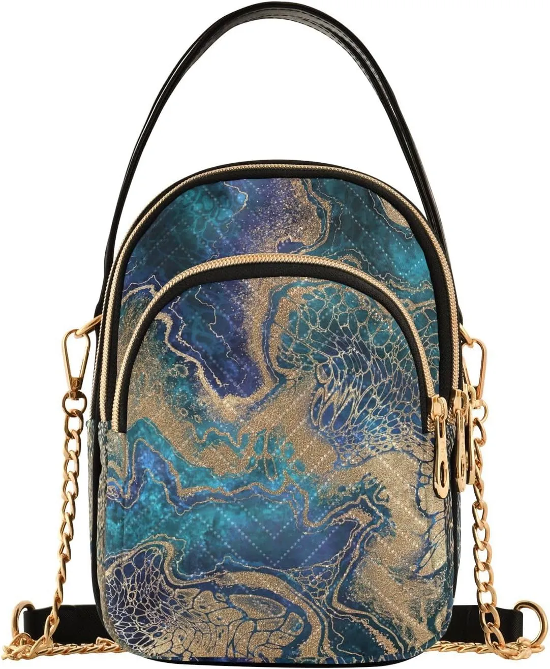 Abstract Painting Gold Waves Womans Purse, Cross over Bag for Woman Womens Small Purse
