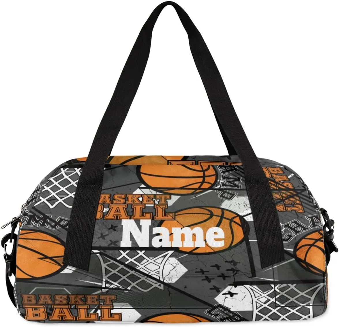 Abstract Sports Basketball Custom Name Kids Duffel Bags Personalized Customized Gifts Sports Gym Bag Girls Dance Bag Overnight Weekender Sleepover Carry On Travel Tote Bag for Boys Girls
