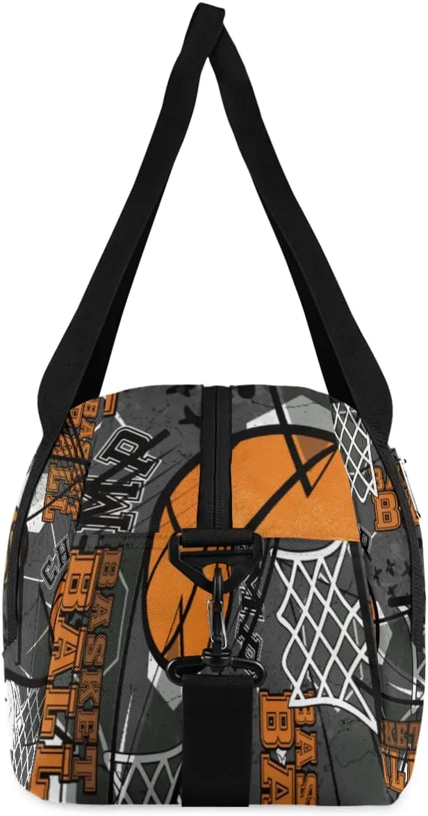 Abstract Sports Basketball Custom Name Kids Duffel Bags Personalized Customized Gifts Sports Gym Bag Girls Dance Bag Overnight Weekender Sleepover Carry On Travel Tote Bag for Boys Girls